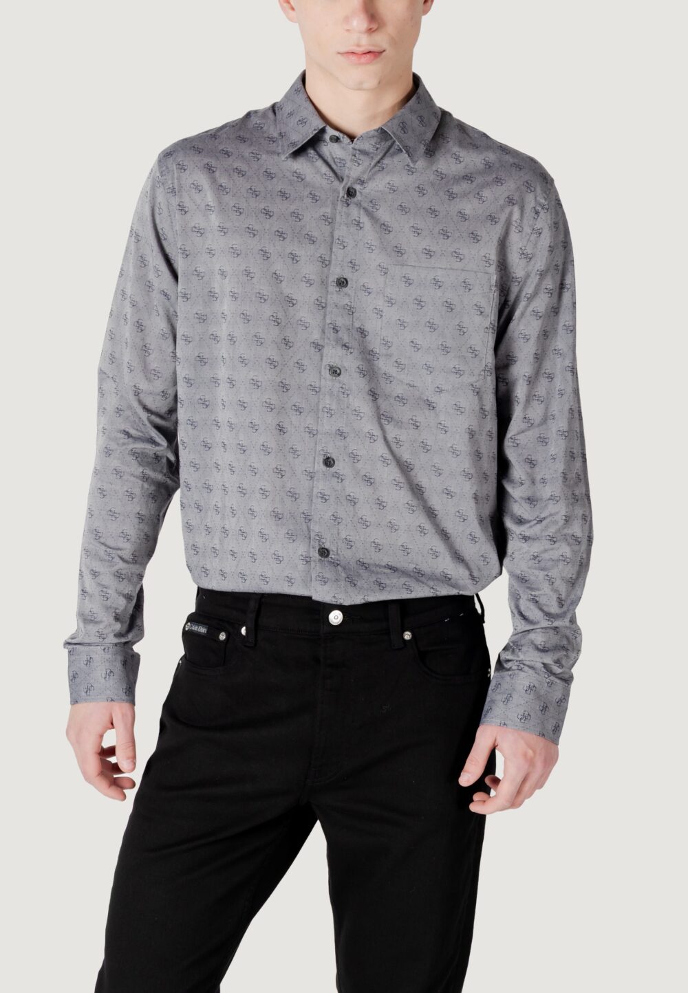 Camicia manica lunga Guess ls 4g jacquard Grigio - Foto 5