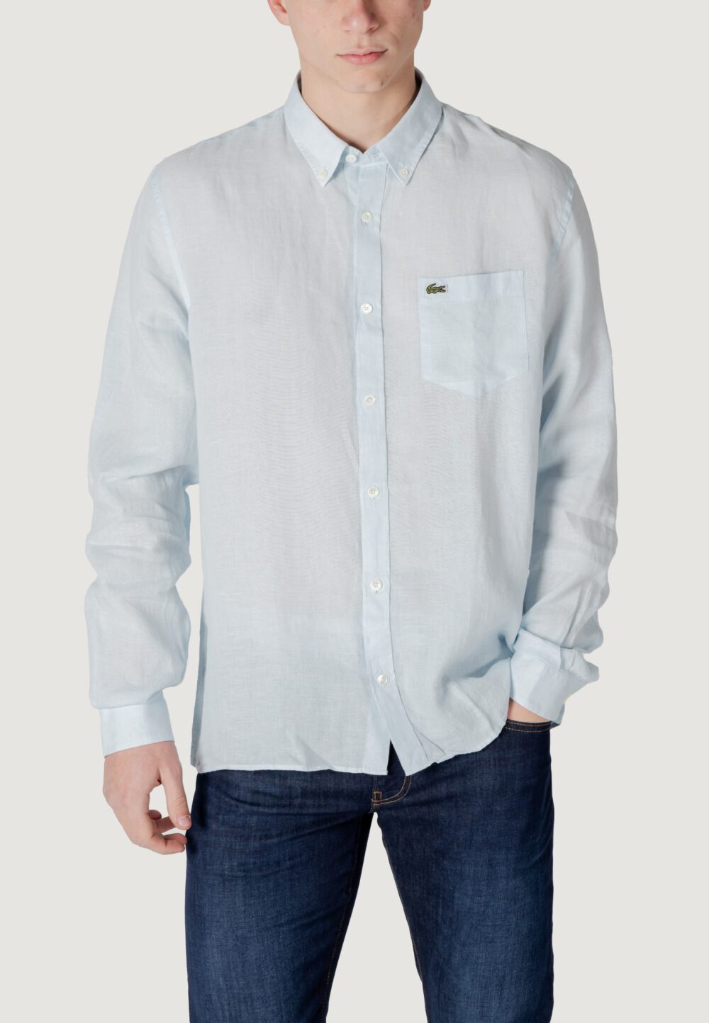 Camicia manica lunga LACOSTE Celeste - Foto 1