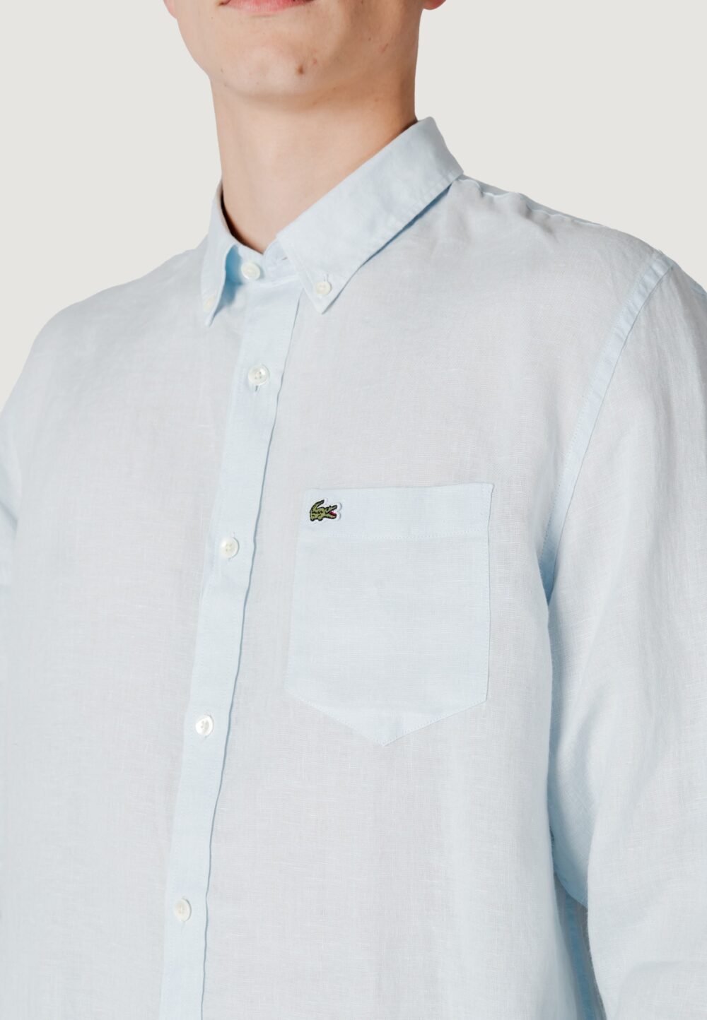 Camicia manica lunga LACOSTE Celeste - Foto 2