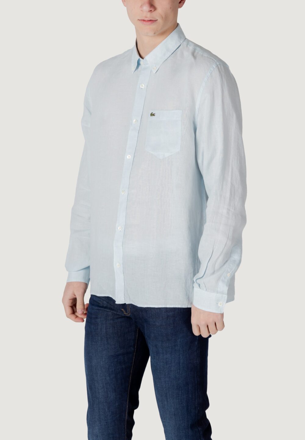 Camicia manica lunga LACOSTE Celeste - Foto 3