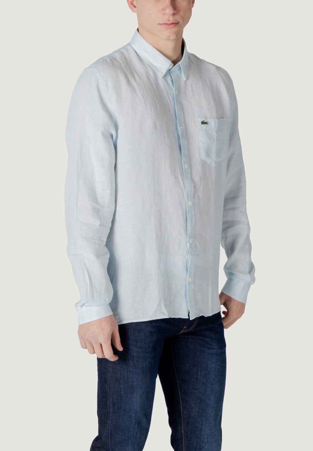 Camicia manica lunga LACOSTE Celeste - Foto 5