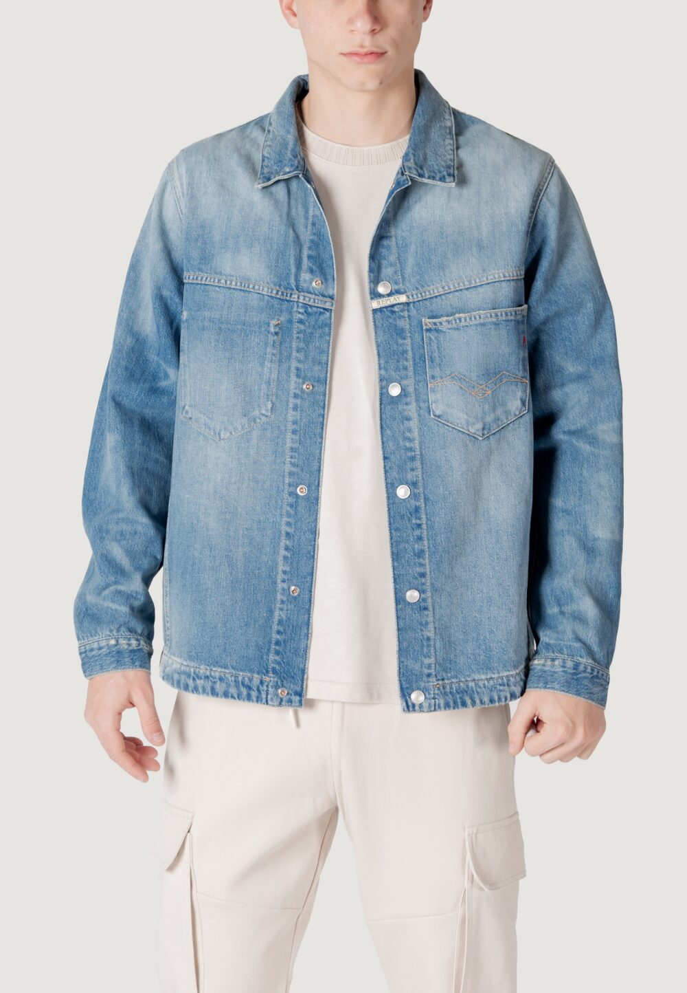 Camicia manica lunga Replay Denim chiaro - Foto 1