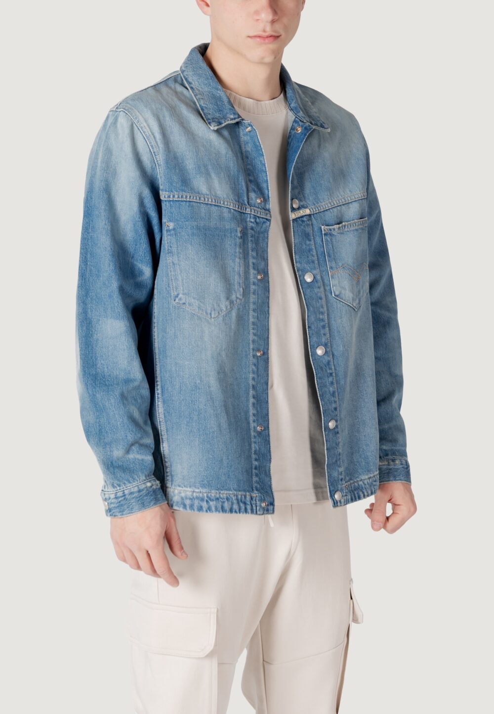 Camicia manica lunga Replay Denim chiaro - Foto 3
