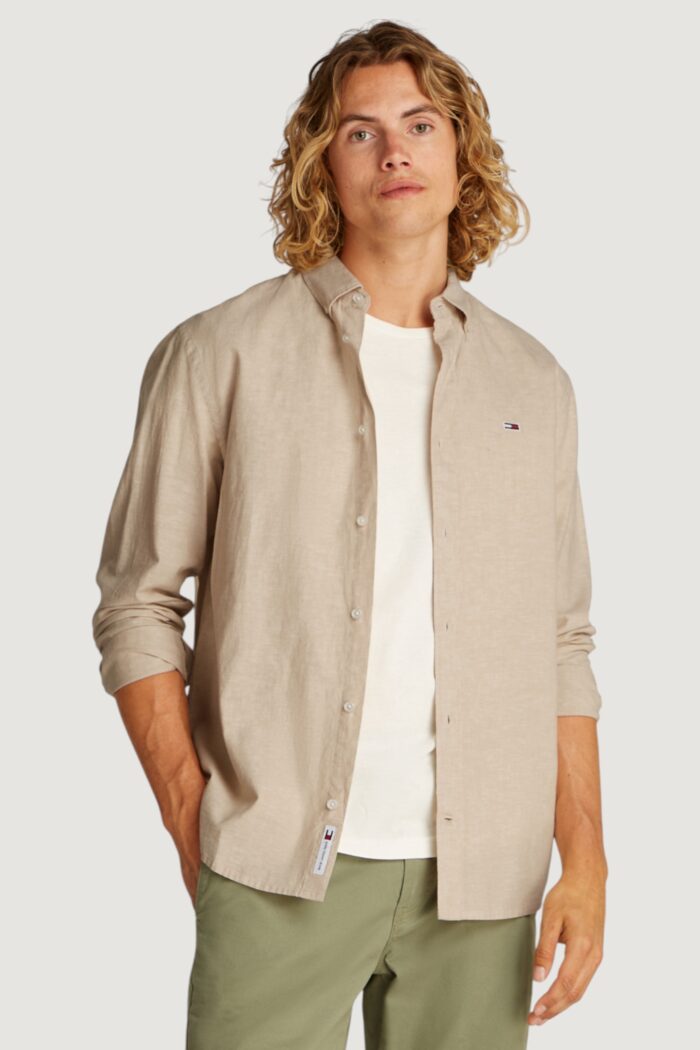 Camicia manica lunga Tommy Hilfiger Jeans tjm reg linen blend Beige scuro