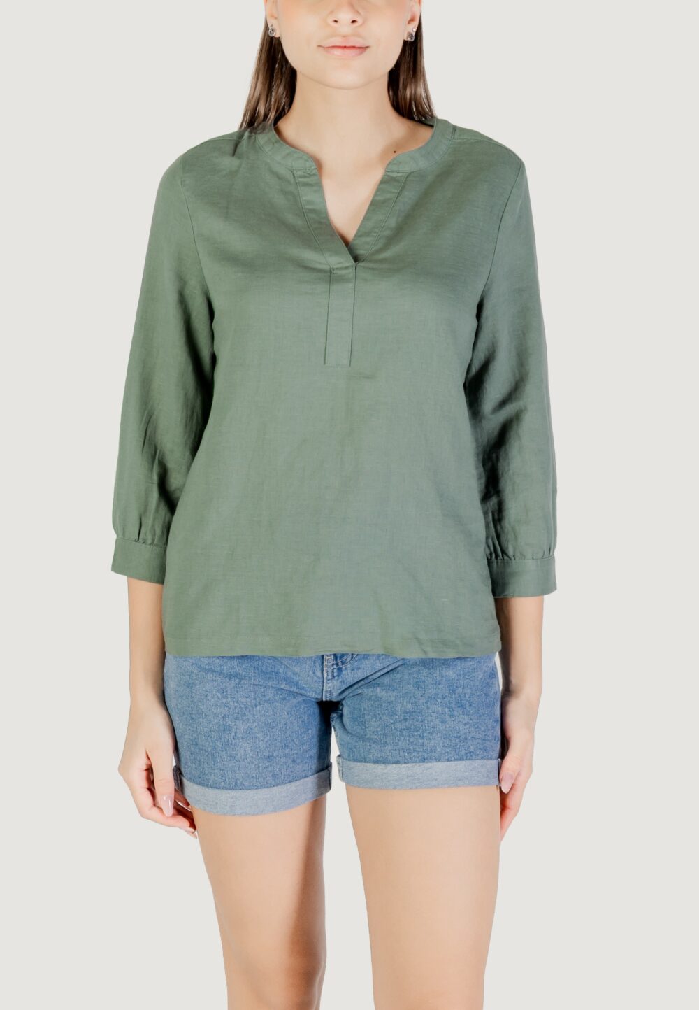 Bluse manica lunga Street One sol_splitneck blouse VERDE SALVIA - Foto 1