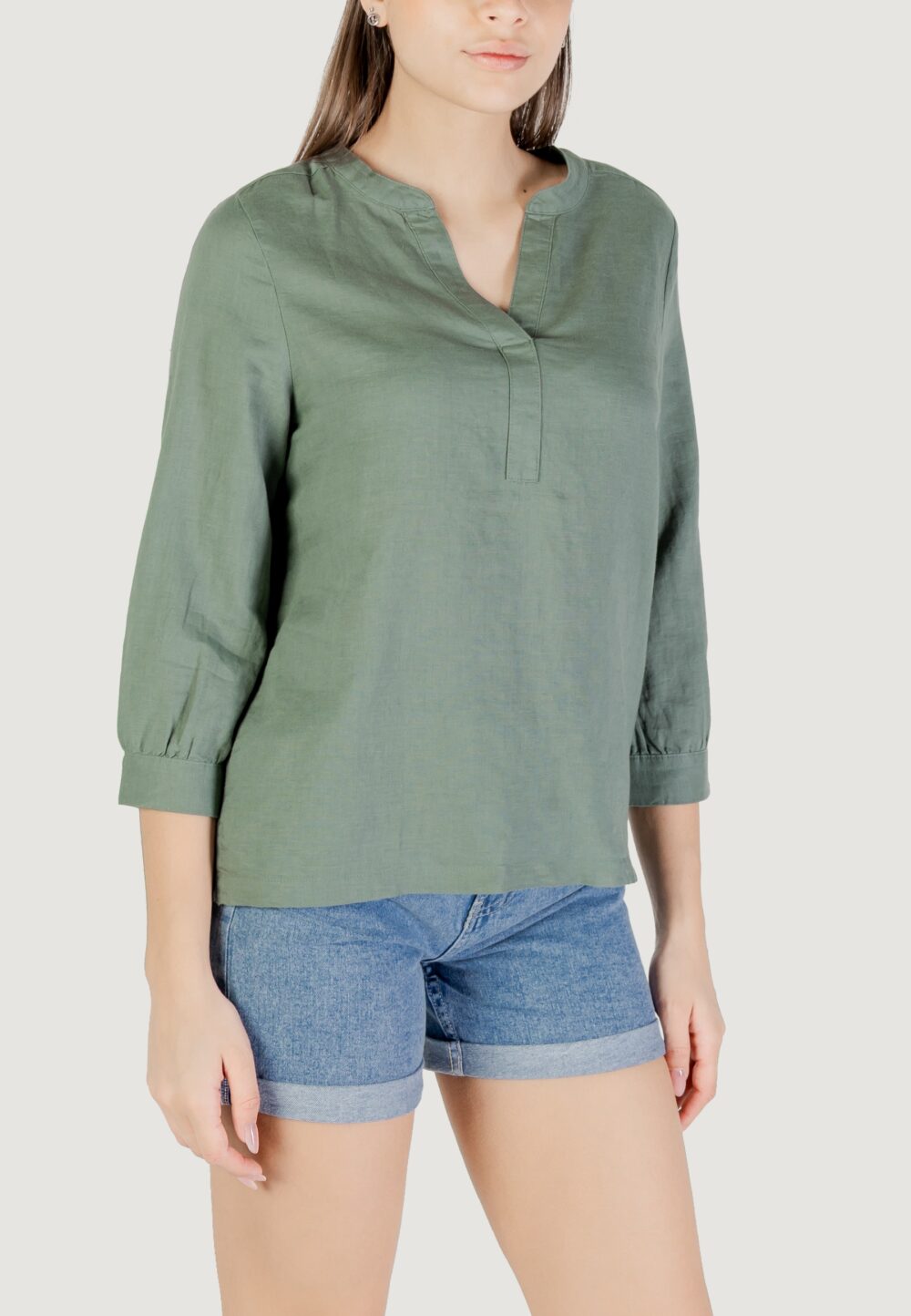 Bluse manica lunga Street One sol_splitneck blouse VERDE SALVIA - Foto 2