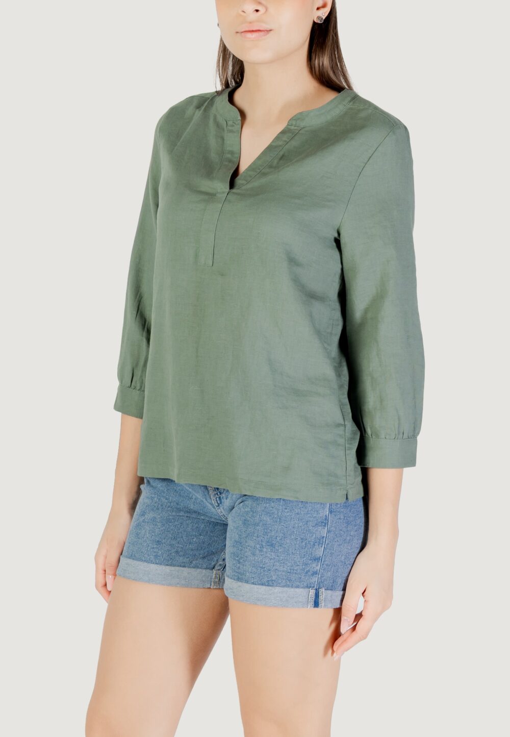 Bluse manica lunga Street One sol_splitneck blouse VERDE SALVIA - Foto 3