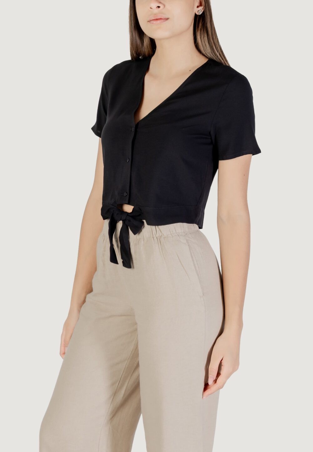 T-shirt Vero Moda vmeasy joy s/s tie wvn ga Nero - Foto 2