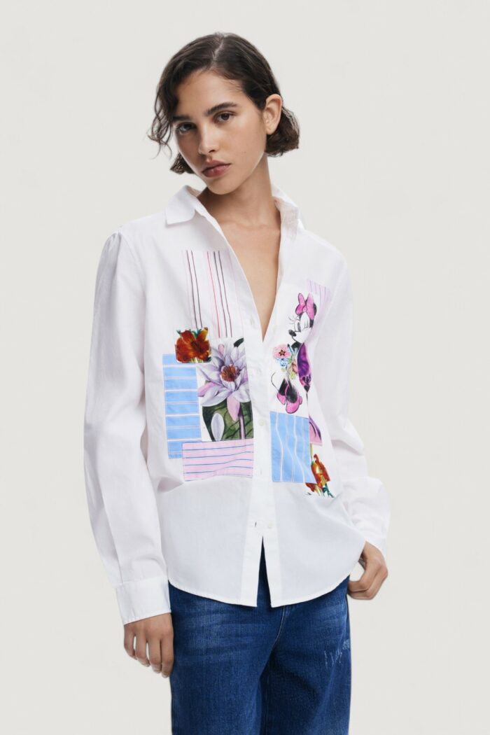 Camicia manica lunga Desigual cam_flowers minnie Bianco