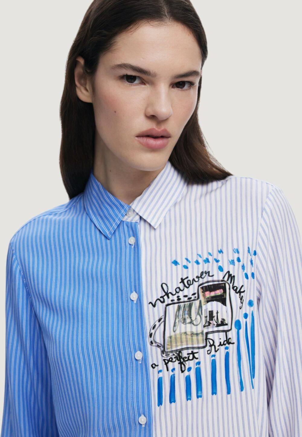 Camicia manica lunga Desigual cam_a perfect ride Blu Chiaro - Foto 4