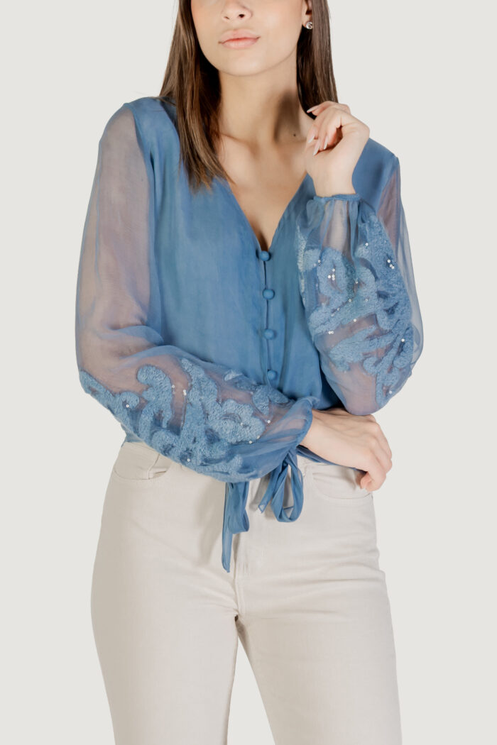 Camicia manica lunga Guess ls camilla garment dyed top Blu Chiaro