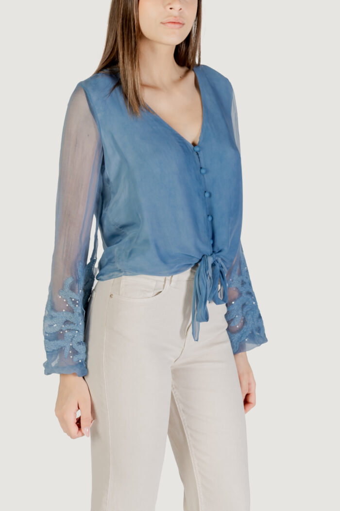 Camicia manica lunga Guess ls camilla garment dyed top Blu Chiaro