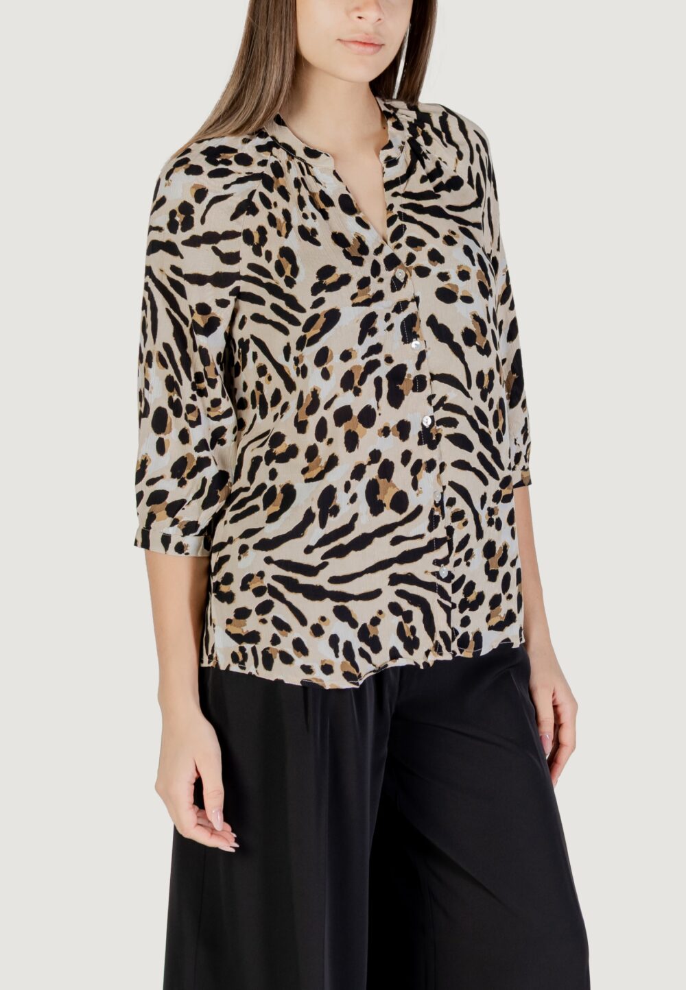 Camicia manica lunga ICHI ihmarrakech aop sh6 Beige - Foto 2