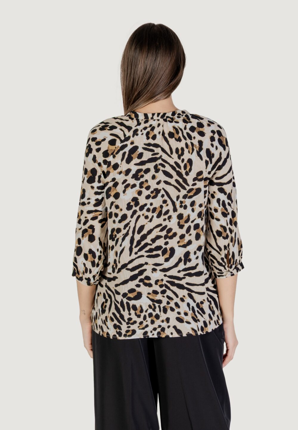 Camicia manica lunga ICHI ihmarrakech aop sh6 Beige - Foto 5