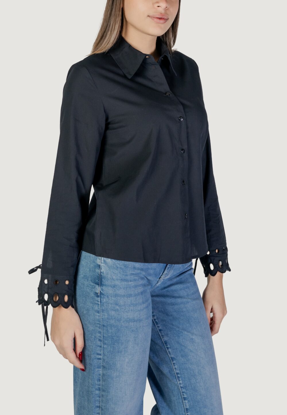 Camicia manica lunga Jacqueline de Yong jdymimi l/s cutout shirt wvn Nero - Foto 3