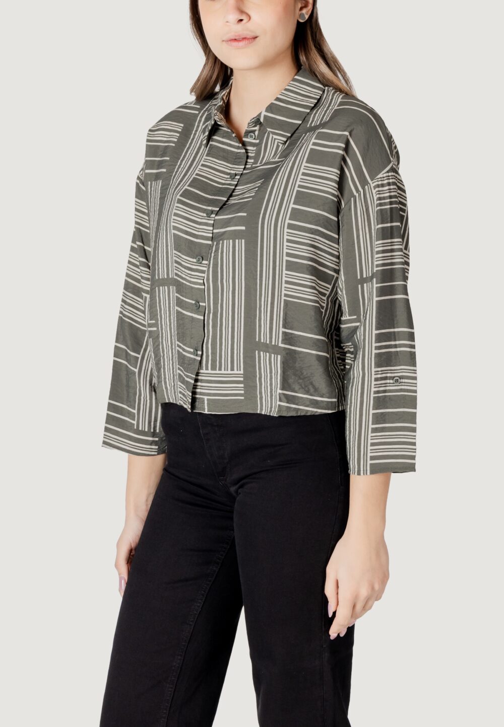 Camicia manica lunga Jacqueline de Yong jdytroya life 7/8 short shirt wvn dia Verde Oliva - Foto 2