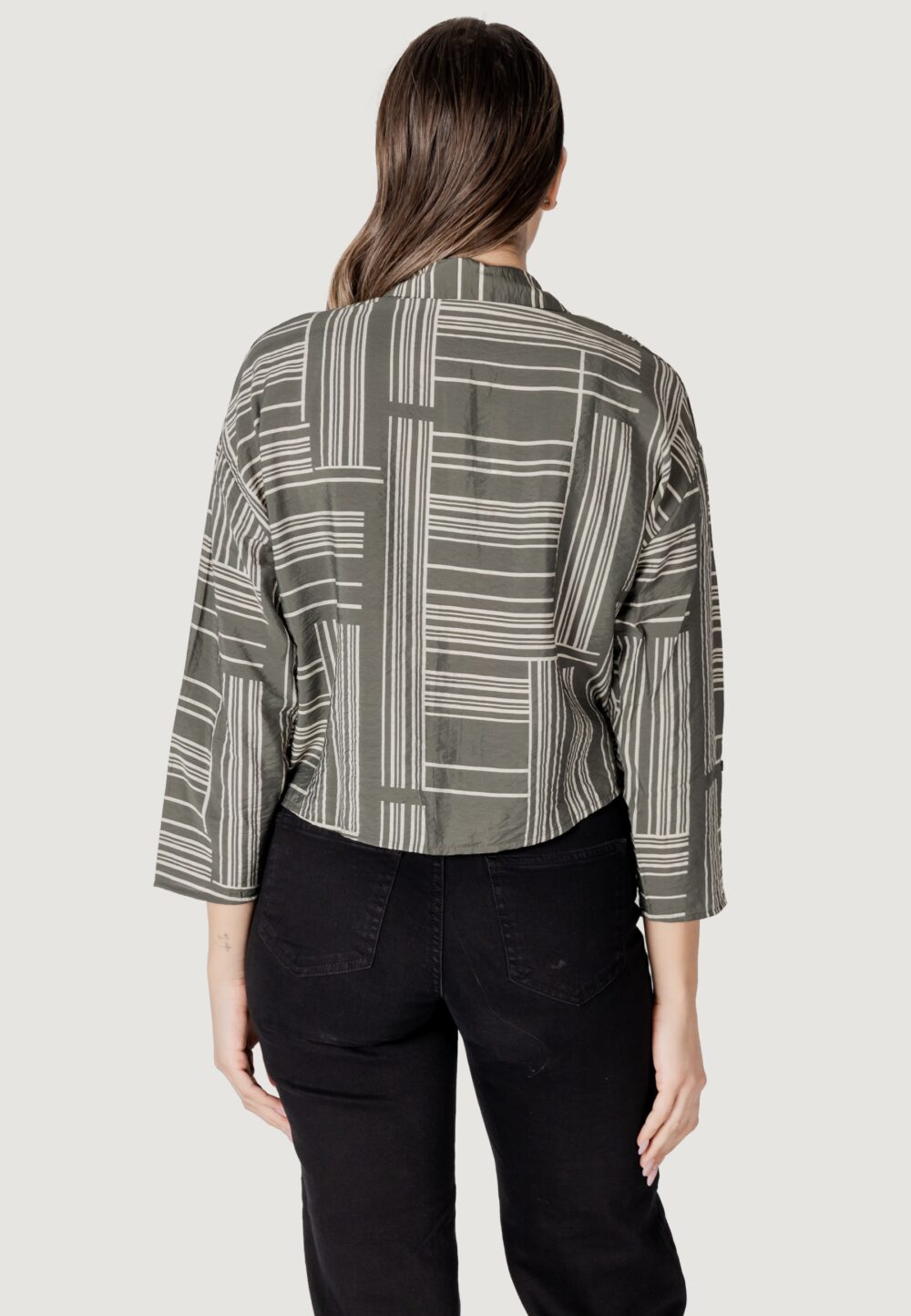 Camicia manica lunga Jacqueline de Yong jdytroya life 7/8 short shirt wvn dia Verde Oliva - Foto 4