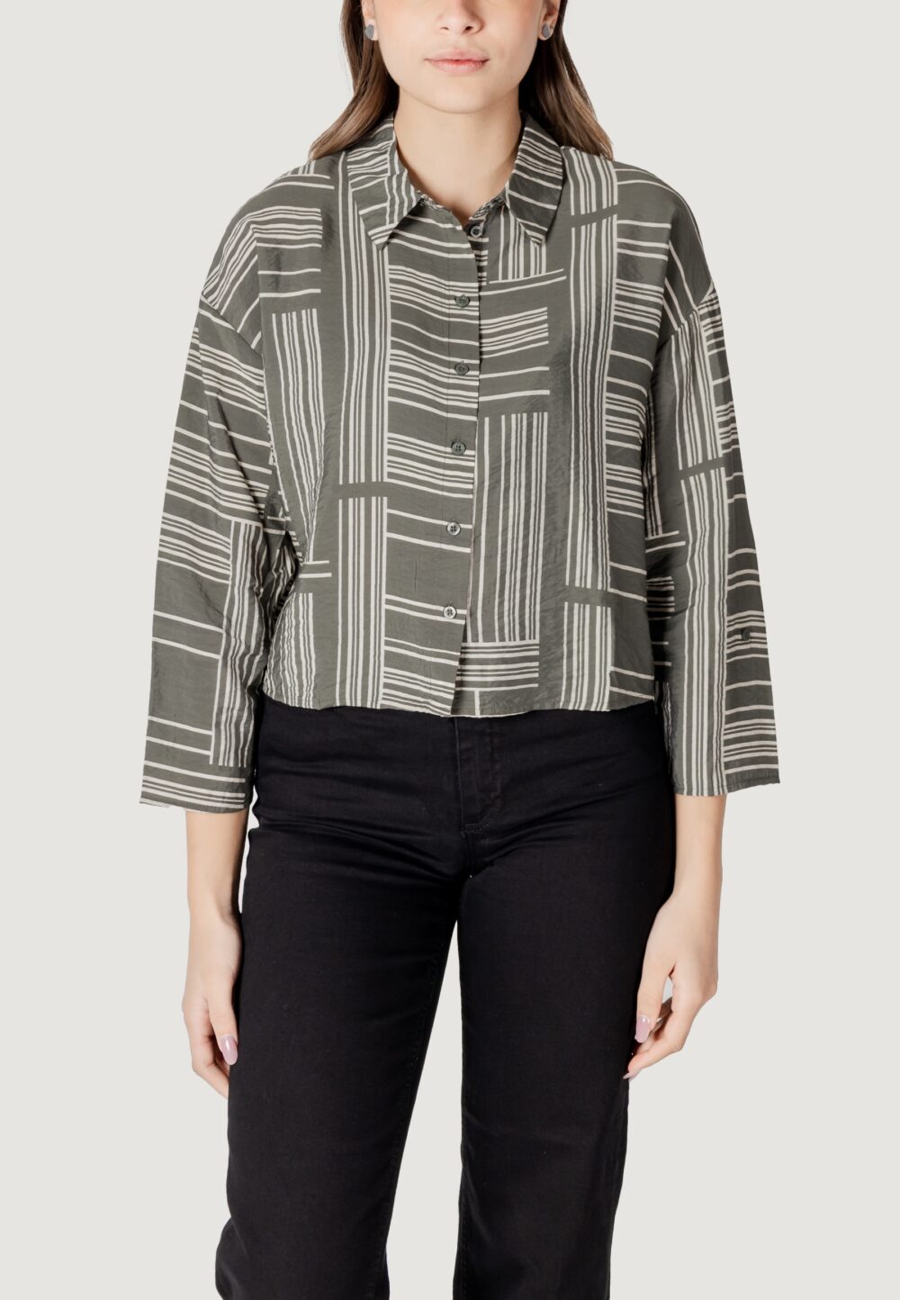 Camicia manica lunga Jacqueline de Yong jdytroya life 7/8 short shirt wvn dia Verde Oliva - Foto 5