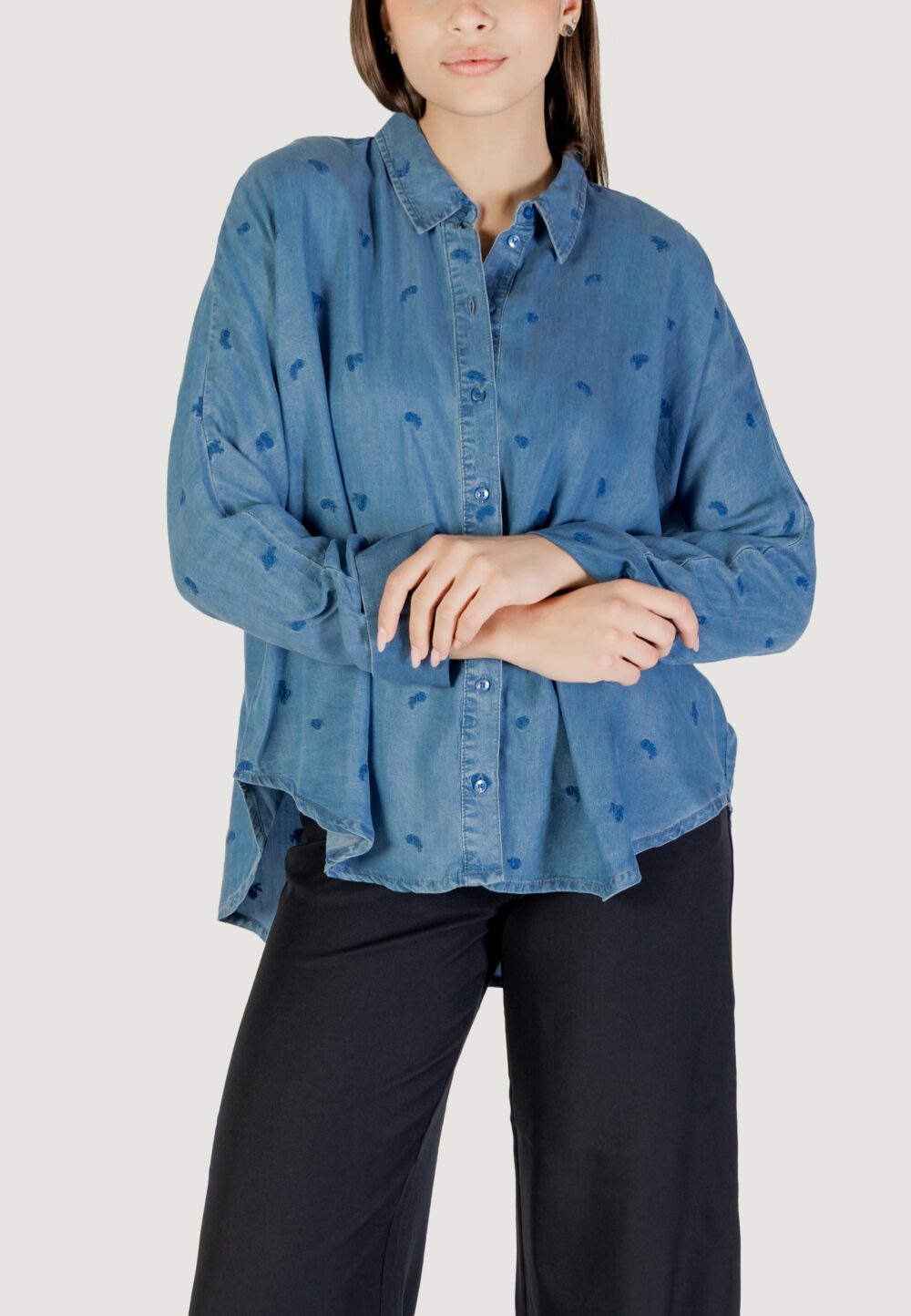 Camicia manica lunga Only onlnew grace charis life ls shirt cc wvn Blue Denim - Foto 1