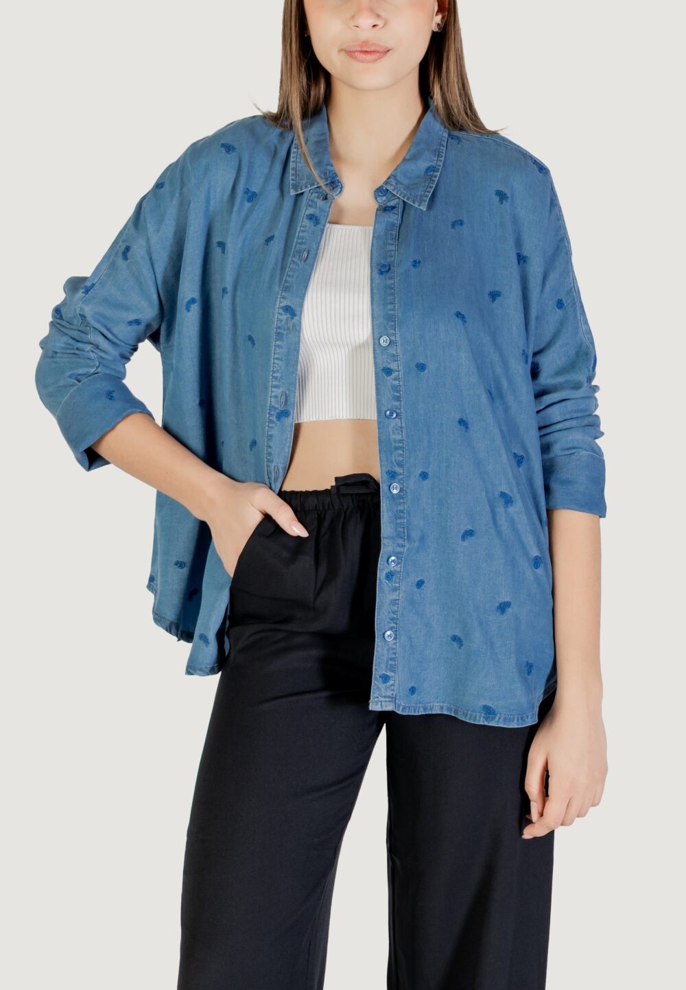Camicia manica lunga Only onlnew grace charis life ls shirt cc wvn Blue Denim - Foto 2