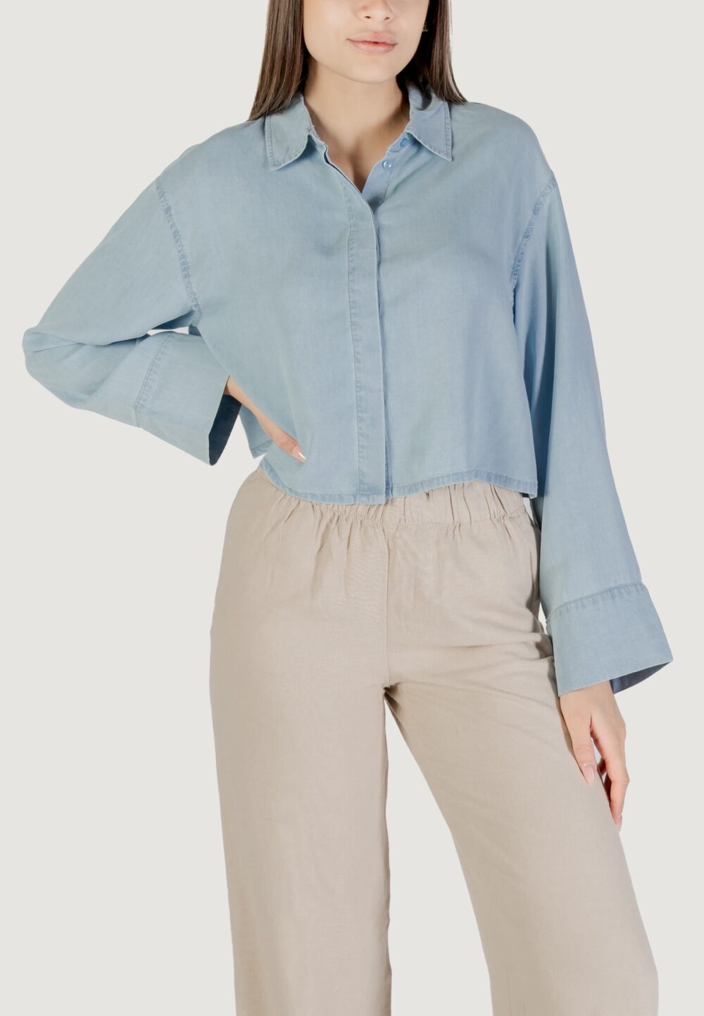 Camicia manica lunga Only onlcharis life ls op back sh shirt ccwvn Denim chiaro - Foto 1