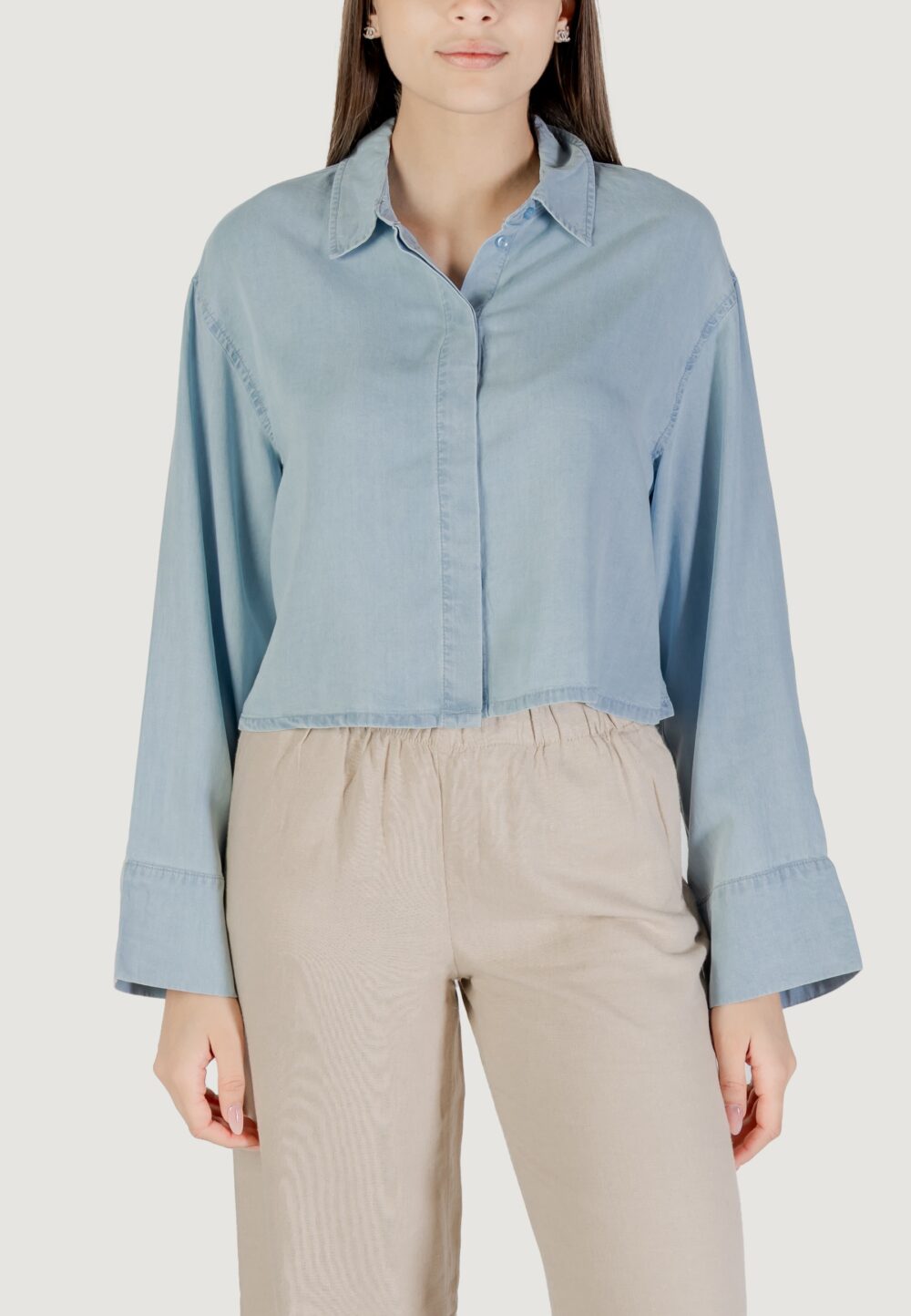 Camicia manica lunga Only onlcharis life ls op back sh shirt ccwvn Denim chiaro - Foto 3