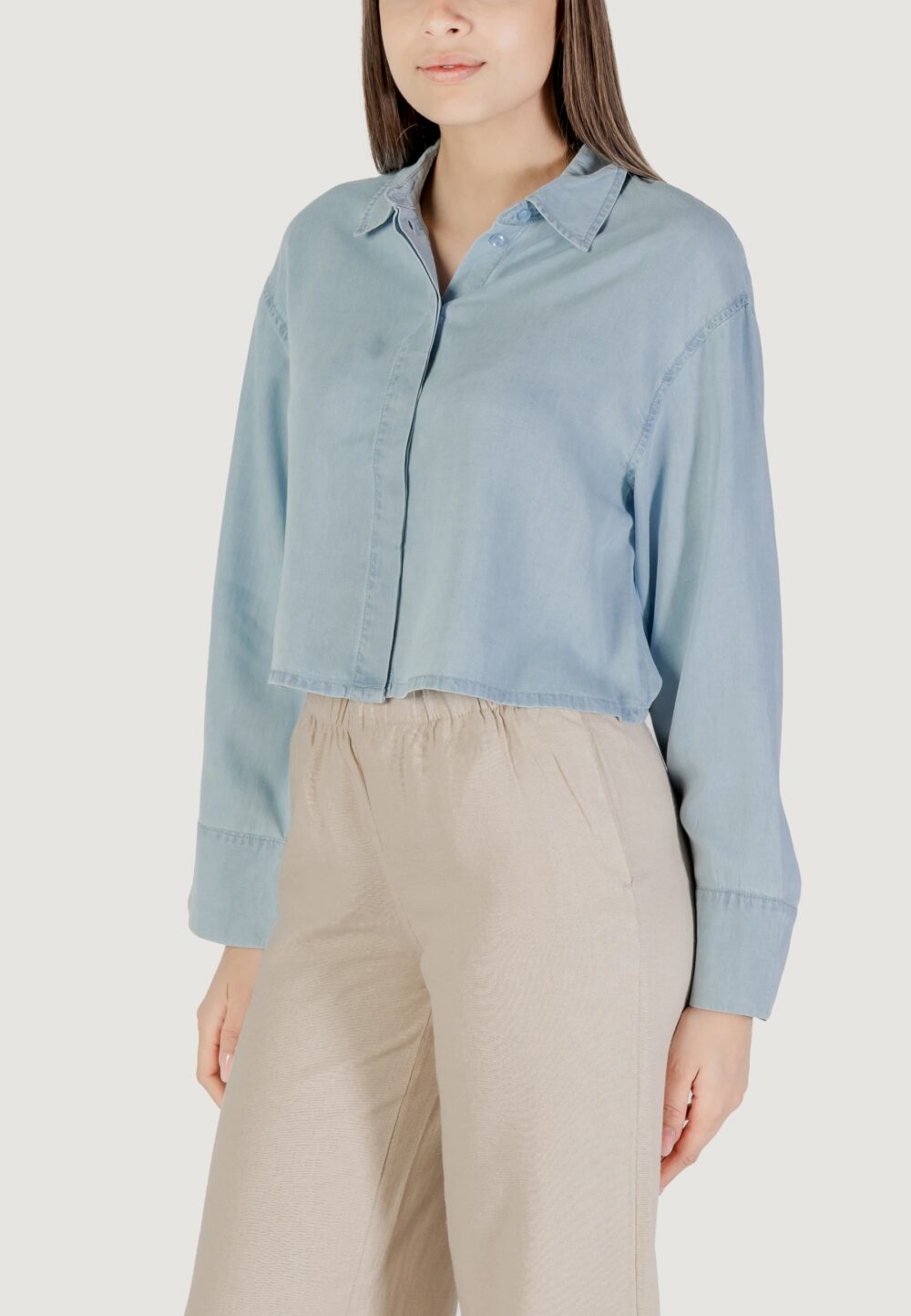 Camicia manica lunga Only onlcharis life ls op back sh shirt ccwvn Denim chiaro - Foto 4