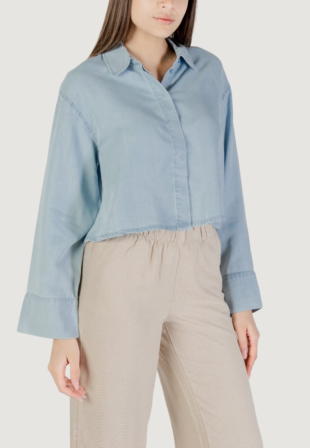 Camicia manica lunga Only onlcharis life ls op back sh shirt ccwvn Denim chiaro - Foto 5