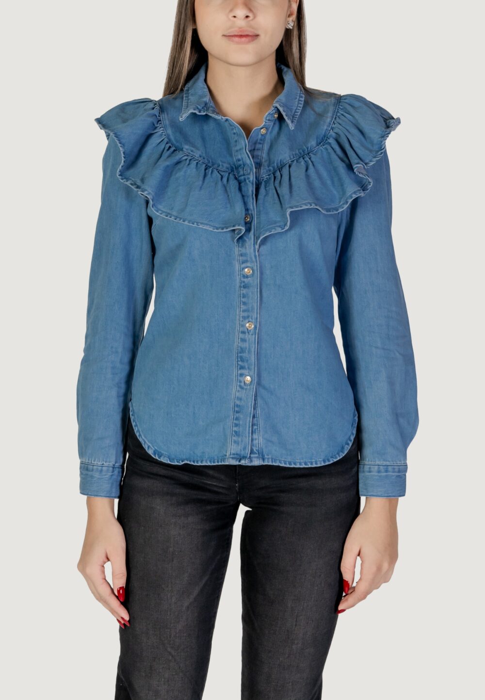 Camicia manica lunga Only onlindigo life ls frill db dnm qyt Indigo - Foto 1