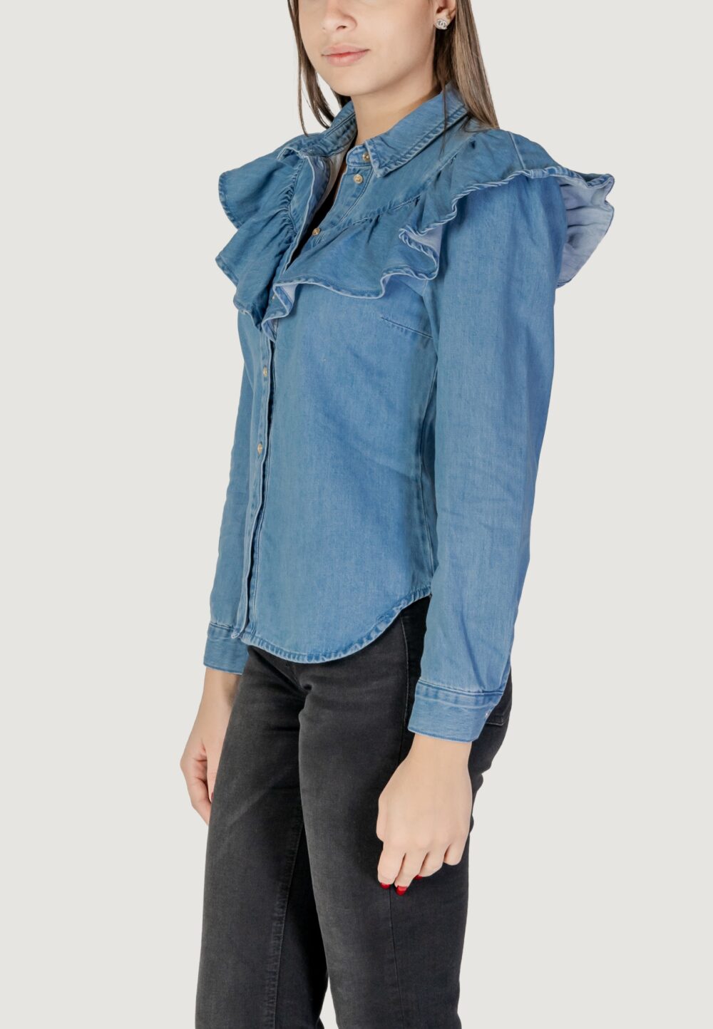Camicia manica lunga Only onlindigo life ls frill db dnm qyt Indigo - Foto 2