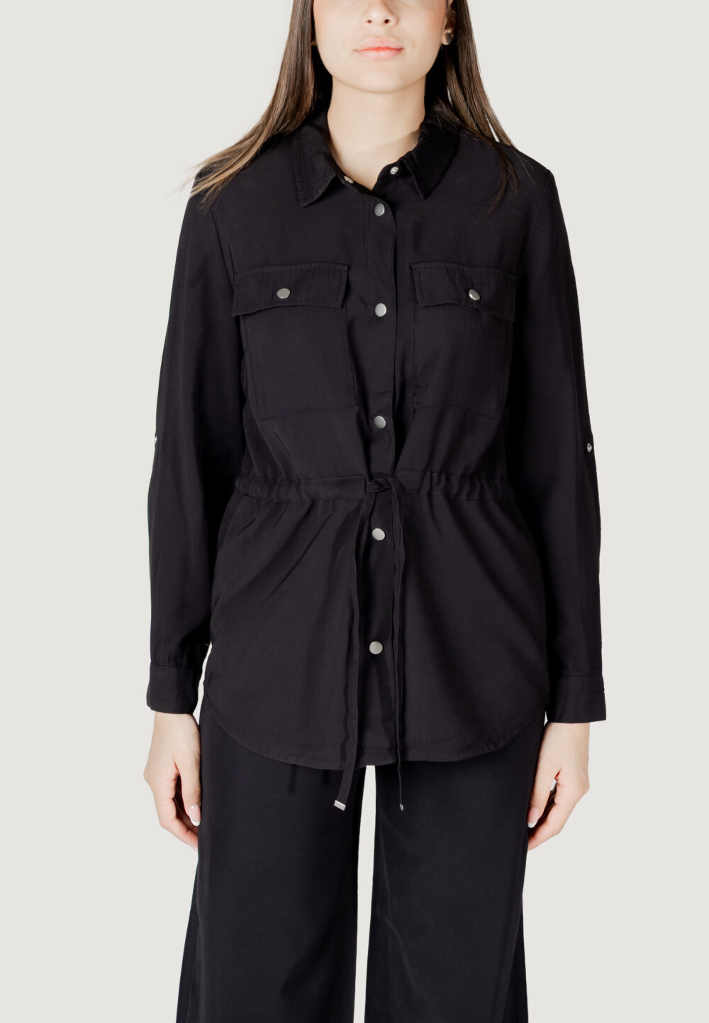 Camicia manica lunga Only onlaris life 4/5 fem cargo jacket cc wvn Nero - Foto 1