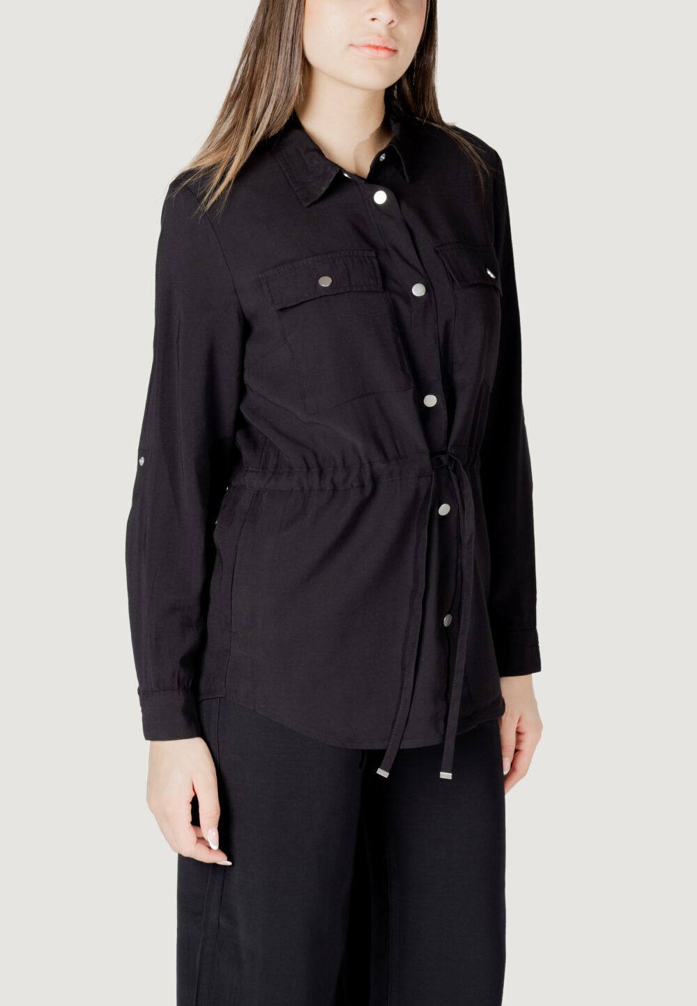Camicia manica lunga Only onlaris life 4/5 fem cargo jacket cc wvn Nero - Foto 3
