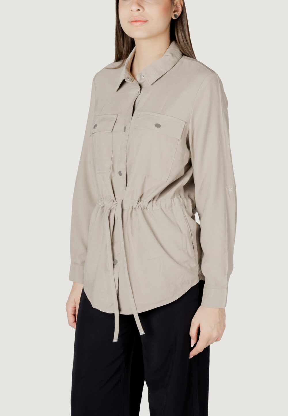 Camicia manica lunga Only onlaris life 4/5 fem cargo jacket cc wvn Taupe - Foto 2