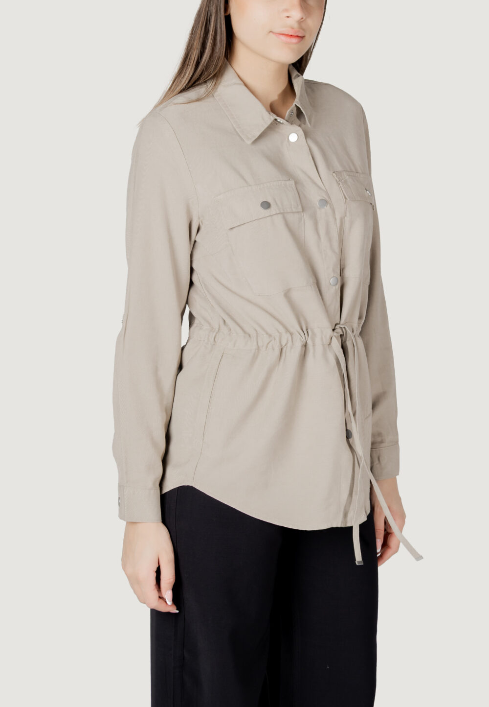 Camicia manica lunga Only onlaris life 4/5 fem cargo jacket cc wvn Taupe - Foto 3