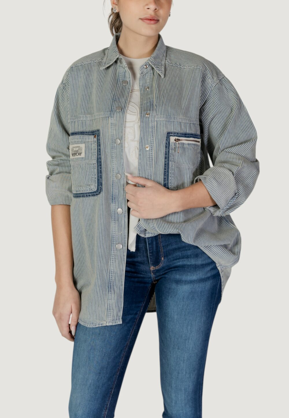 Camicia manica lunga Replay Blu - Foto 1