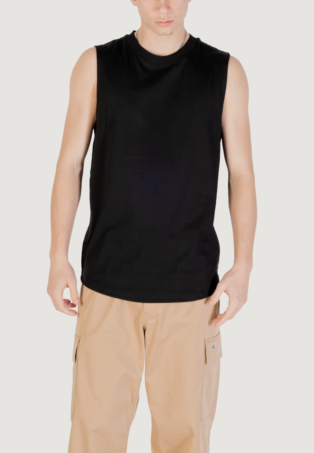 Canotta Calvin Klein Jeans woven label tank Nero - Foto 1