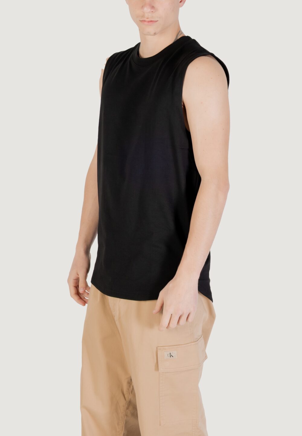 Canotta Calvin Klein Jeans woven label tank Nero - Foto 2