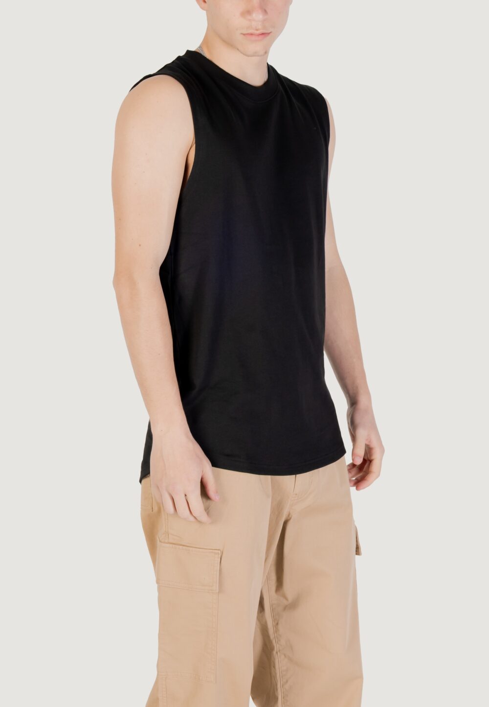 Canotta Calvin Klein Jeans woven label tank Nero - Foto 3