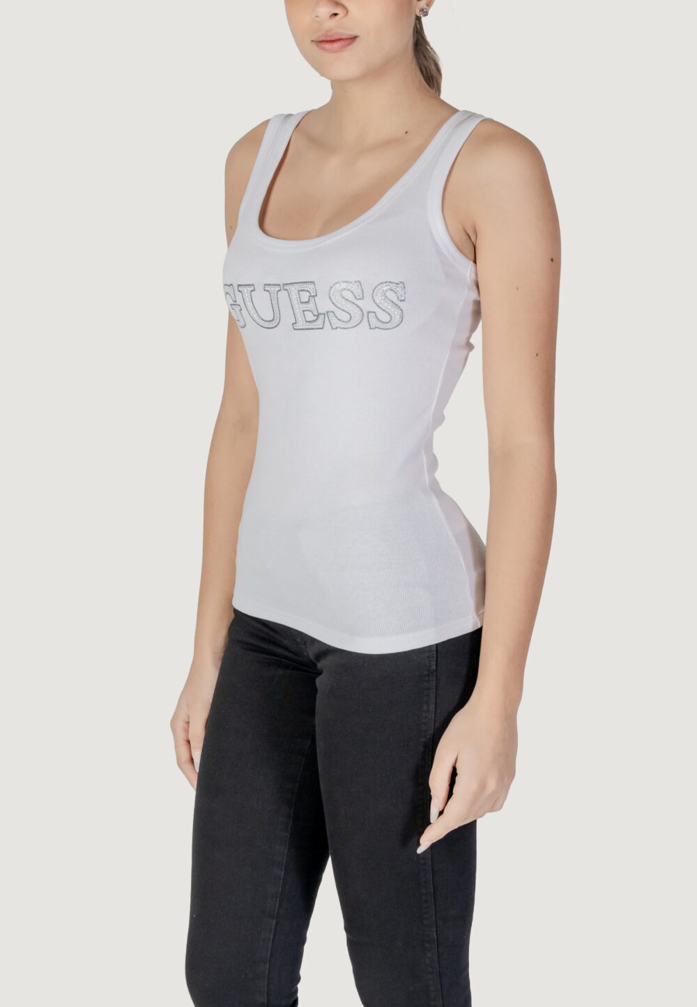 Canotta Guess sl embellished logo Bianco - Foto 2