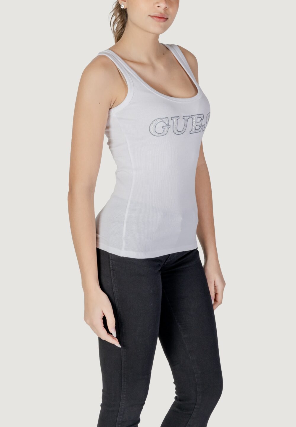 Canotta Guess sl embellished logo Bianco - Foto 3