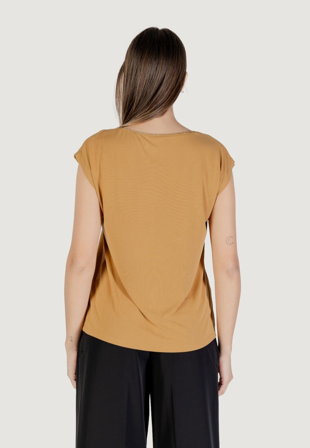 Canotta Vila Clothes vimodala new glitter v-neck c/s top Senape - Foto 4