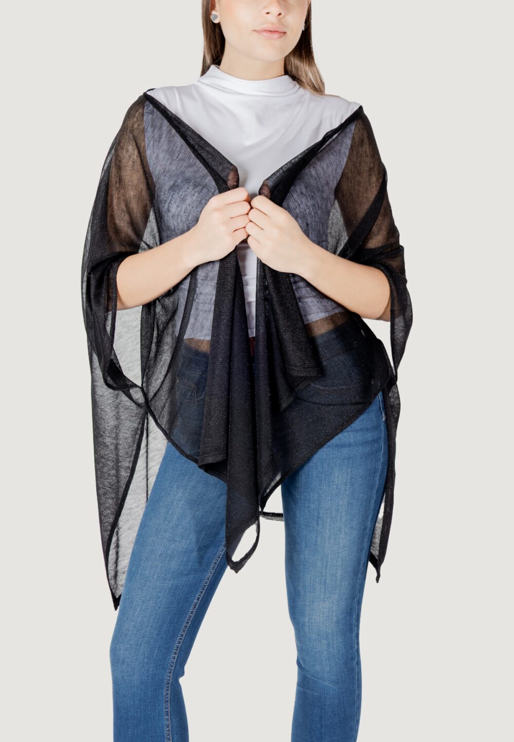 Mantella Liu-Jo poncho knitwear lurex Nero - Foto 1