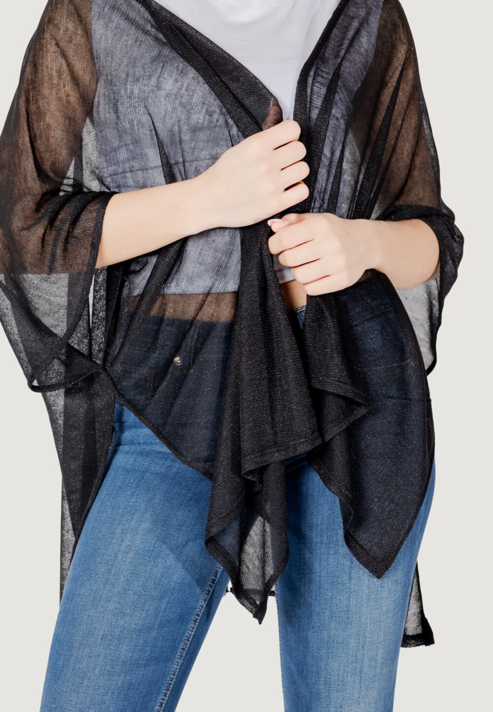 Mantella Liu-Jo poncho knitwear lurex Nero - Foto 2