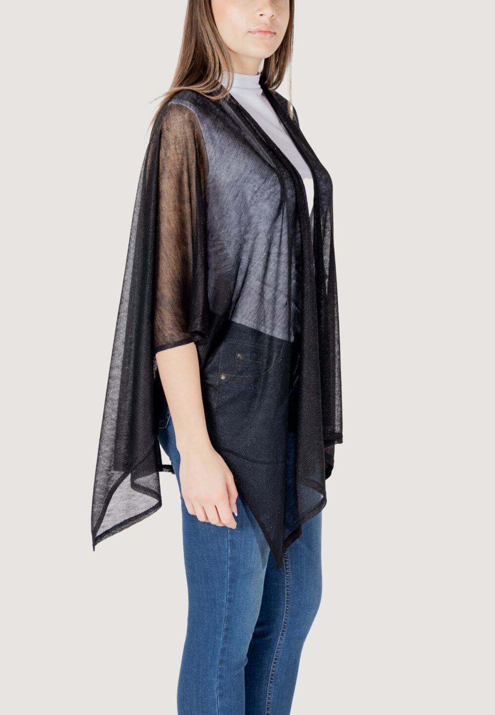 Mantella Liu-Jo poncho knitwear lurex Nero - Foto 3