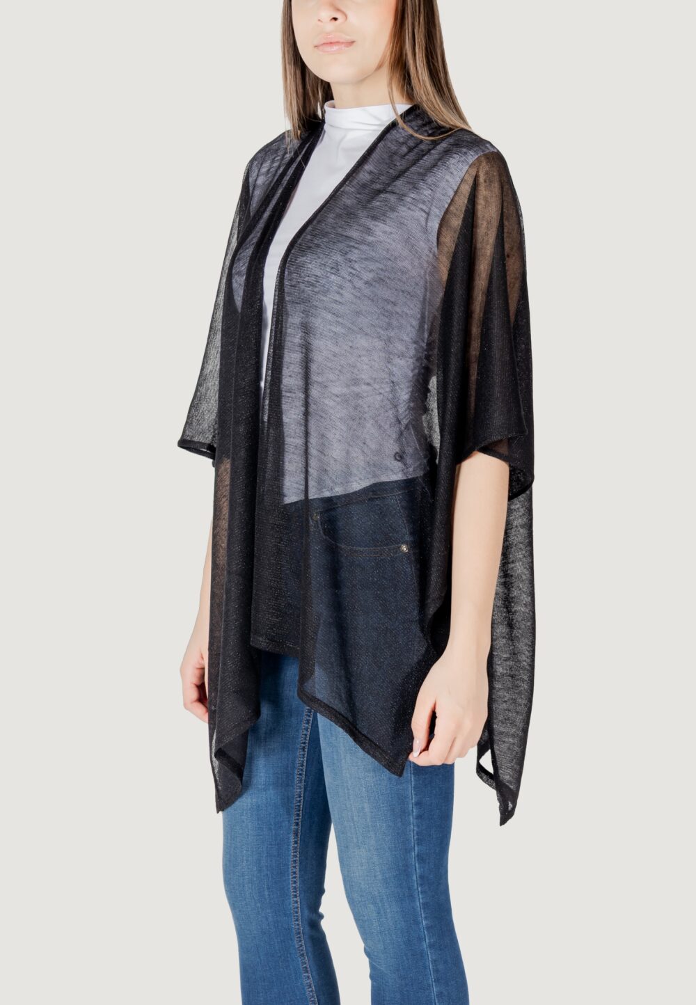 Mantella Liu-Jo poncho knitwear lurex Nero - Foto 4