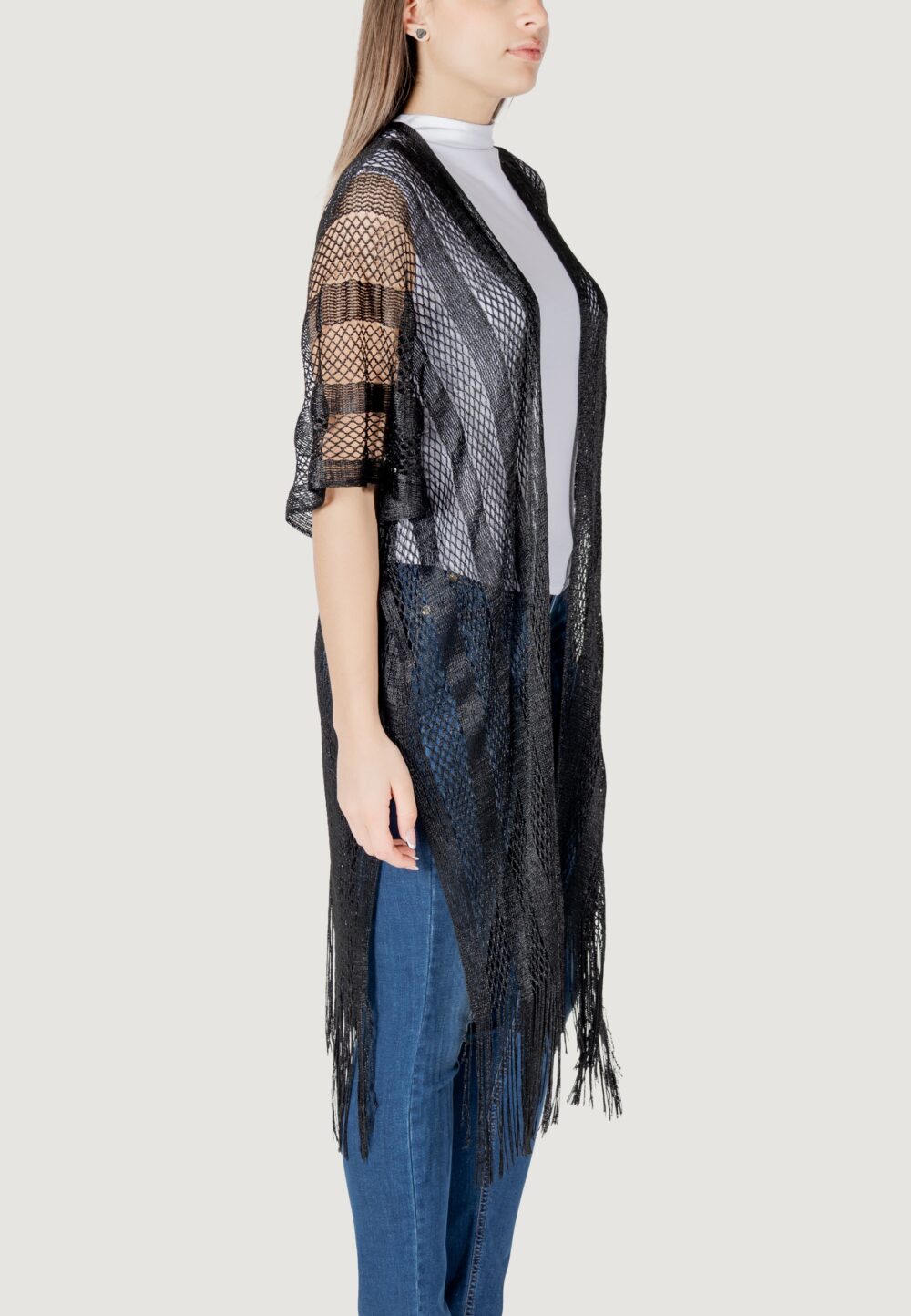 Stola Liu-Jo poncho rete lurex Nero - Foto 3