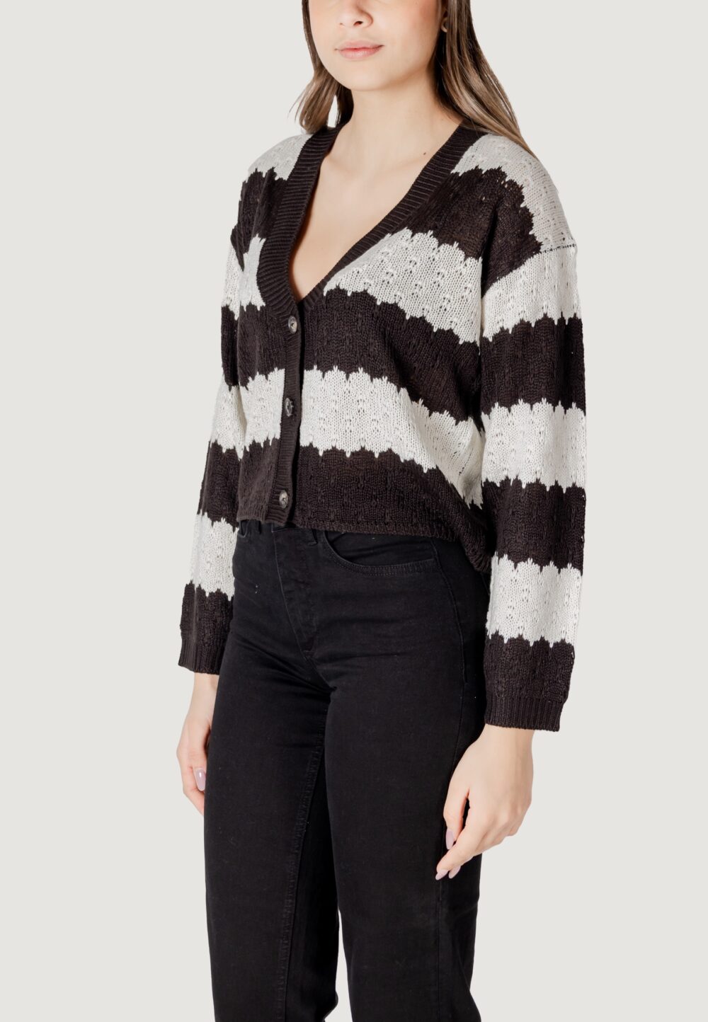Cardigan Jacqueline de Yong jdysun mia l/s Black-White - Foto 2