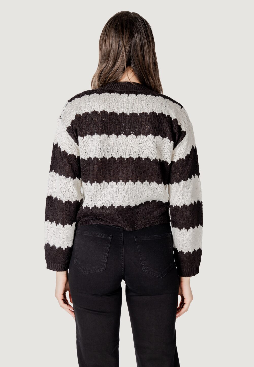 Cardigan Jacqueline de Yong jdysun mia l/s Black-White - Foto 4