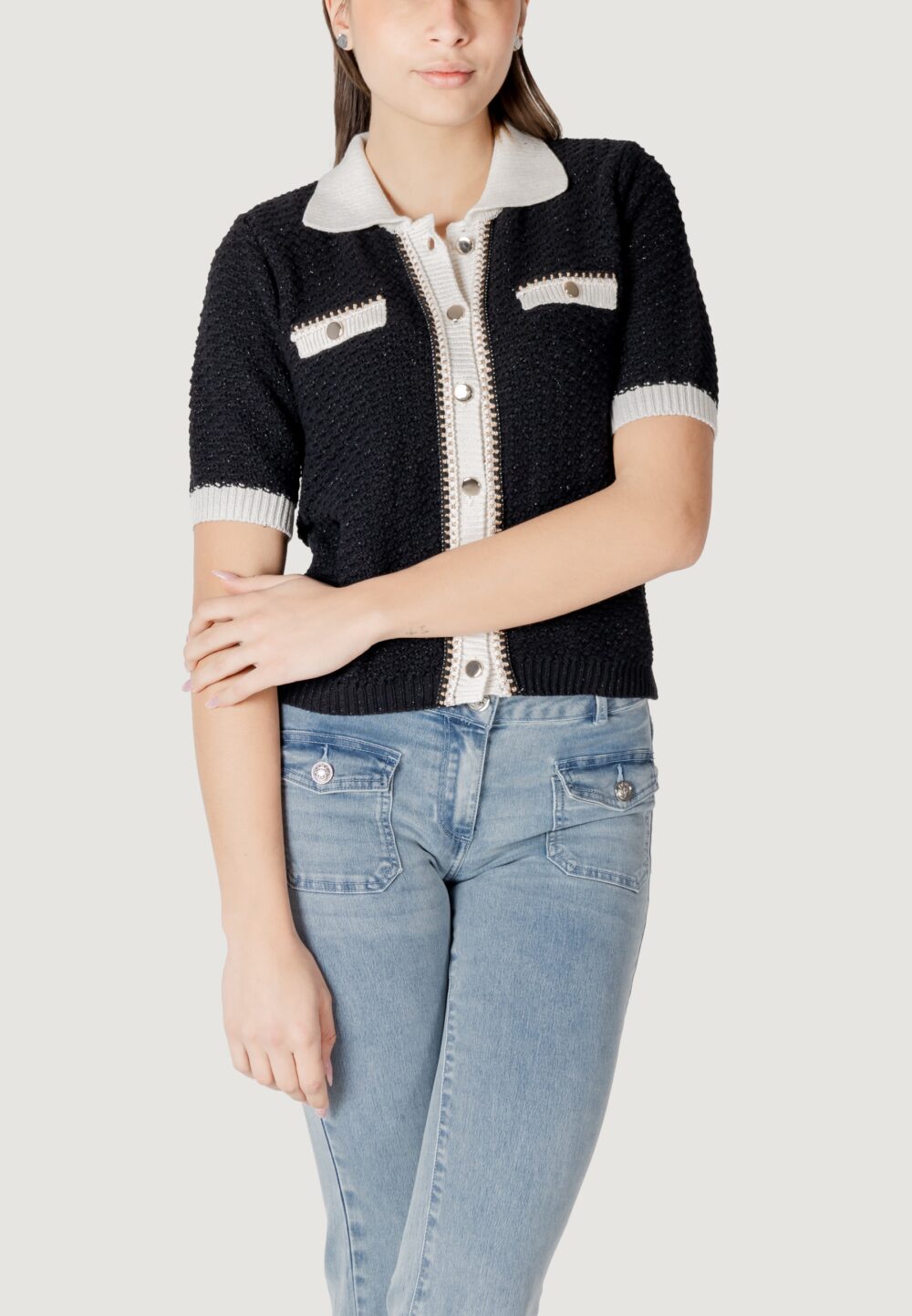 Maglia in filo manica corta Morgan De Toi Nero - Foto 1