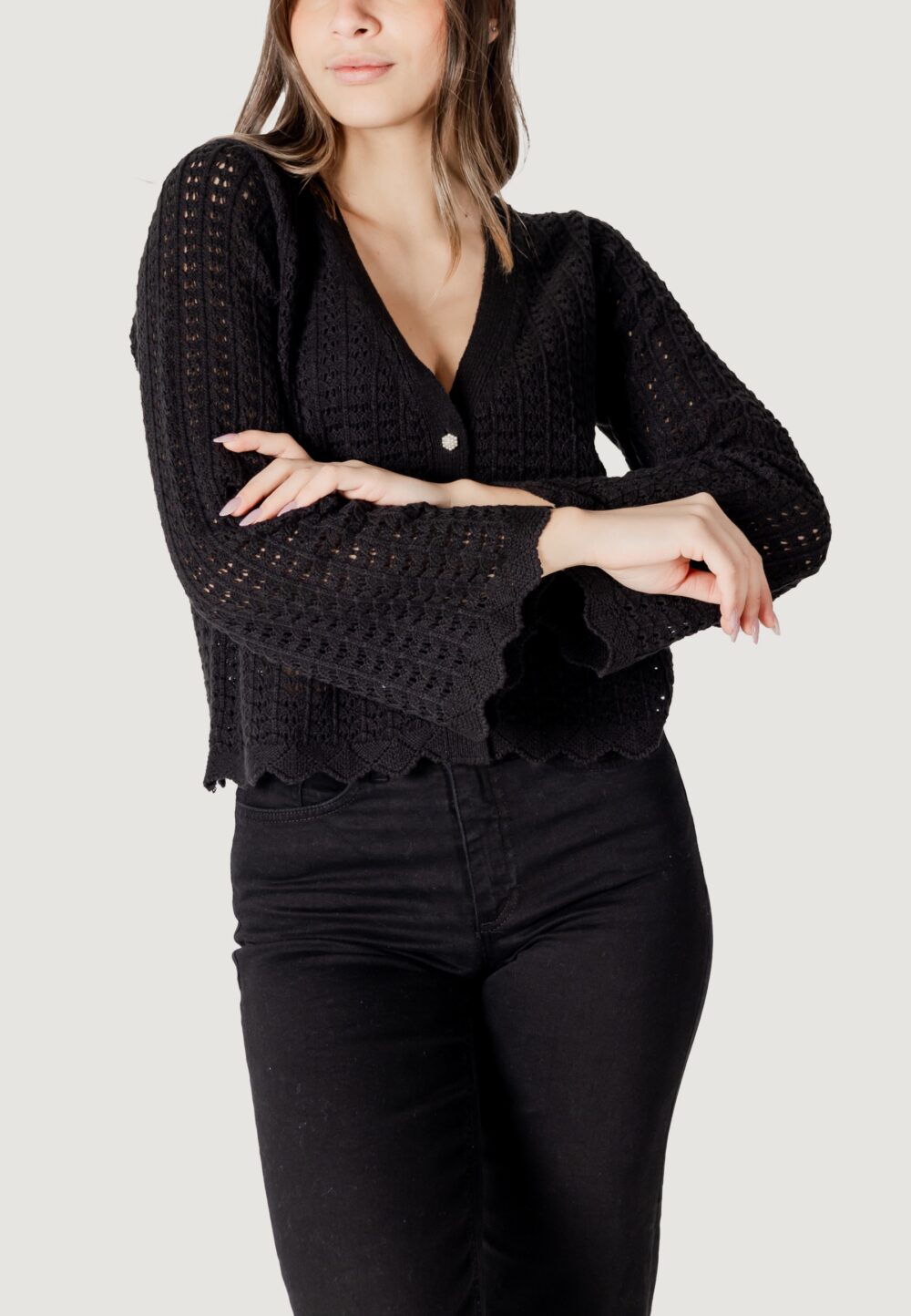 Cardigan Only onlasa ls structure Nero - Foto 1